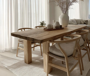 Mesa de Comedor Rectangular de Madera Maciza para 6 Personas, Muebles Modernos de Estilo Rústico para Comedor con Base de Madera Ranurada - Product Image 5