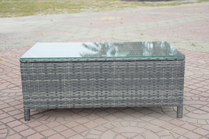 SF00005 Canapé de jardin moderne d'extérieur, ensemble de conversation une place, structure en acier, verre trempé, coussins en polyester, mobilier d'extérieur - Product Image 3