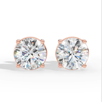Pendientes de Diamante Cultivado en Laboratorio con Diseño Personalizado, Oro de 10K, Corte de Cuatro Puntas, 7.3MM, Certificado IGI, Lujo Premium