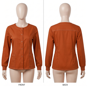 เสื้อแจ็คเก็ตสครับสำหรับบุรุษและสตรี ผ้าแคนวาสนุ่ม 150 GSM กันน้ำ มีฮู้ด สีเทาเข้ม ชุดยูนิฟอร์มทางการแพทย์ ป้ายทอแบบกำหนดเอง พิมพ์โลโก้ - Product Image 4