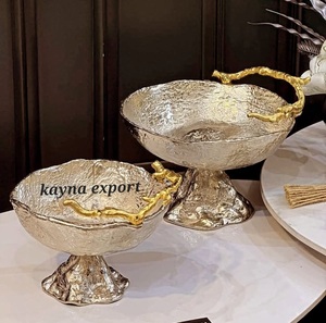 Newly Designer Collection Gold Finished <b>Metal</b> <b>Bowl</b> Table Decoration Centerpiece <b>Metal</b> <b>Bowl</b> With Gold Leaf - Product Image 4