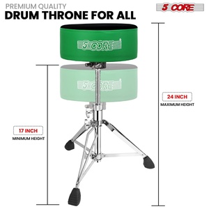 5 Core Drum Throne 5" <b>Padded</b> Guitar Stool Adjustable Heavy Duty Music <b>Chair</b> Seat w Luxury Velvet Top - Product Image 3