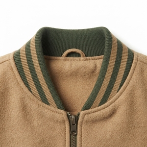 Mixed Media Varsity <b>Jacket</b> Custom Bomber Style Original Wool Body PU Sleeves Ribbed Trim Snap Button Streetwear Outerwear <b>Jacket</b> - Product Image 5