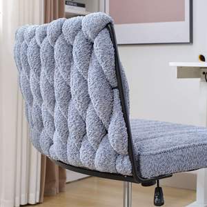 Velvet Cross-Legged Armless <b>Office</b> <b>Chair</b> with Back Rest <b>No</b> <b>Wheels</b> for Bedroom and Living Room Use - Product Image 5