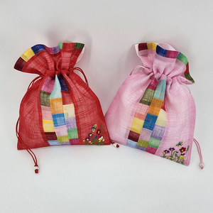 [Goyu] Korean Traditional <b>Patchwork</b> Drawstring Pouch Embroidered Reusable Polyester Gift <b>Bag</b> for Jewelry and Souvenir - Product Image 5