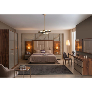 Modern Hotel Bedroom Set King Size Solid Wood Mahogany Contemporary Design Durable Furniture for Commercial & Apartment Use - Product Image 2
