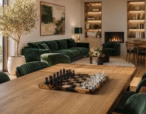 Jeu d'échecs de luxe haut de gamme fait main et écologique avec des pièces transparentes et noires, emballage durable pour un jeu élégant - Product Image 3
