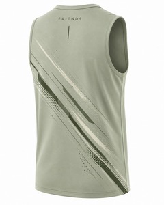 FRIENDS MFG GROUP Débardeur sans manches pour homme, col rond, séchage rapide, tricoté, vêtement de sport, impression de lettres vertes personnalisée, coupe décontractée - Product Image 2