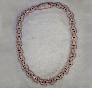 Miami Cuban Link Rope <b>Chain</b> Necklace Rose Gold Plated with Bezel Setting Moissanite Trendy Party <b>Rapper</b> Gift Men Custom 14K GOLD - Product Image 1