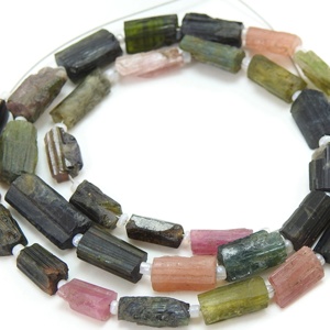 Perle tube en cristal naturel multi-tourmaline 16 pouces 5X3To14X5MM Strand Loose Raw Stone For Jewelry Making - Product Image 5