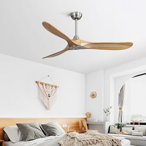 Ventilatore da soffitto per esterni da 60 pollici con motore DC e telecomando, 3 pale in legno massello, senza luce - Product Image 4