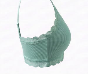Ensemble soutien-gorge sans armatures et culotte hipster vert menthe pour femme avec bordure en dentelle, taille mi-haute, sans couture, sous-vêtements quotidiens - Product Image 5