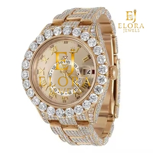 Reloj de Cuarzo Plateado para Hombre de Primera Calidad con Bisel Cubierto de Cristal y Brazalete de Eslabones Anchos, Elegante Reloj de Pulsera de Estilo Lujoso - Product Image 1