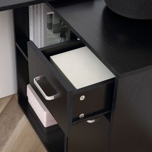 L-Shaped 180 Degrees Rotating <b>Corner</b> Computer <b>Desk</b> with Storage Shelves Drawer Cabinet Study Workstation for Home Office Use - Product Image 5