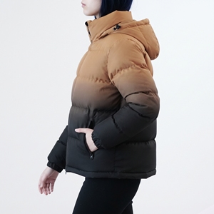 Veste matelassée à capuche pour femme Hawk Eye, couleur dégradée, hiver, chaude, épaisse, fermeture éclair, manches longues, longueur normale - Product Image 3