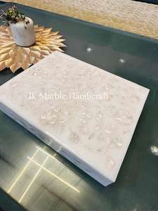Boîte à bijoux en marbre indien fait main avec incrustations blanches, design magnifique, taille 10x15cm - Product Image 6