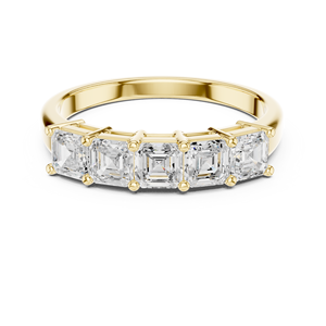 แหวนเพชรทรง Asscher ห้าเม็ด ดีไซน์หรูหรา ผลิตจากทองคำขาว 14k ได้รับการรับรองจาก GRA ราคาถูกที่สุด - Product Image 1