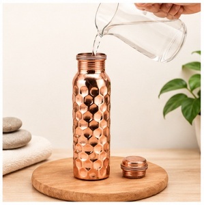 Premium Pure Hammered <b>Copper</b> Water <b>Bottle</b> Eco-Friendly Reusable Water <b>Drinking</b> Travel Flask Yoga Gym Office - Product Image 2