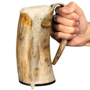 Jarra de cuerno Vikinga Skal Horn auténtica, jarra de cuerno de guerrero Vikingo, jarra de cerveza premium para cerveza, hidromiel, vino, whisky, café - Product Image 6