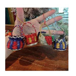 Mini bolso de mimbre para coche, amuleto de ratán, precio económico, regalo de empresa al por mayor para decoración del hogar, llavero de ratán mini - Product Image 2