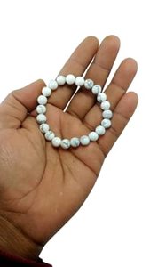 Pulsera de cristal Howlite con cuentas redondas de 8 mm, piedra de cristal, joyería de moda para hombres y mujeres, regalo energético - Product Image 4