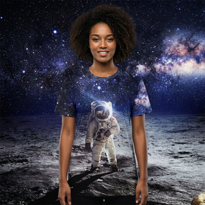 Camiseta de Manga Corta para Hombre con Estampado Espacial de Astronauta, Cuello Redondo, Corte Regular Informal, Diseño Transpirable de Poliéster Tejido - Product Image 5