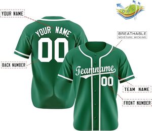 TOFEN SPORTS เสื้อเบสบอลสีเขียวแบบกำหนดเอง ชื่อและหมายเลขส่วนตัว แขนสั้นแบบยูนิเซ็กซ์ กระดุมติด ระบายอากาศได้ดี เป็นมิตรกับสิ่งแวดล้อม กันน้ำ - Product Image 2