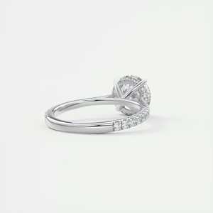 Anillo de compromiso con diamante cultivado en laboratorio de corte redondo de 2.50 quilates, estilo catedral de lujo con halo oculto, en oro blanco de 14 quilates. - Product Image 6