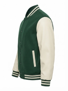 Chaqueta Bomber Universitaria Azul y Blanca Personalizada, Chaqueta Letterman Unisex con Puños Acanalados y Botones a Presión, Estilo Urbano - Product Image 4