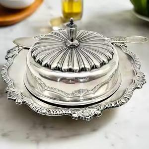 Mantequillera metálica con tapa para servir en la mesa, contenedor para mantequilla para la cocina o mesa de comedor. - Product Image 2