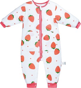 Haute qualité nouveau-né bébé vêtements 100% coton doux manches longues fraise motif fermeture éclair bébé barboteuses aux tarifs de gros - Product Image 2