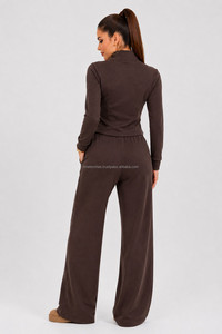 Ropa Deportiva Mujer Unisex Sportswear <b>Fleece</b> Zip Jackets <b>Leggings</b> Wide Leg Pants Flared Tracksuit Set Activewear Gym Yoga - Product Image 3