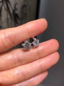 Pendientes de Plata 925 con Moissanita en Racimo y Diamantes Redondos, Joyería Fina para Compromiso, Regalo Encantador para Mujeres y Parejas - Product Image 2