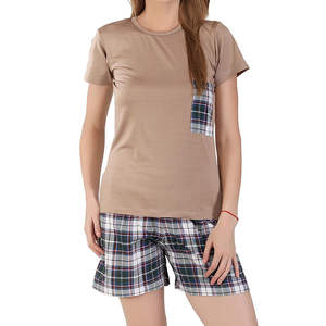 Conjunto Deportivo de Dos Piezas para Mujer, Transpirable, Color Claro, a la Moda, Personalizado, con Cuello Redondo, Camiseta y Pantalones Cortos de Algodón - Product Image 2