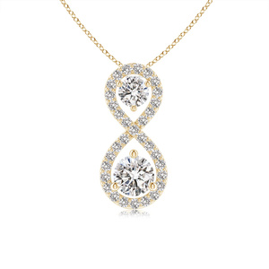 Pendentif de luxe à deux pierres en diamant de laboratoire certifié IGI, or 10K 14K 18K, argent 925 935, cadeau de mariage, bijoux - Product Image 2