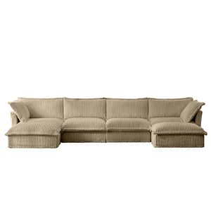 Divano Componibile a U 4 Posti con Rivestimento, Seduta Ampia e Profonda, Bordi Morbidi in Stile Francese e Molteplici Grandi Cuscini - Product Image 6