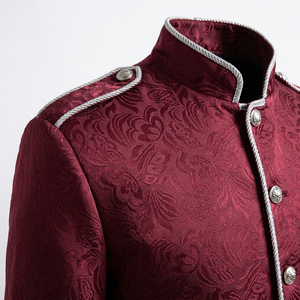 Blazer Steampunk pour Homme en Brocart Bourgogne Style Victorien, Tissu Infroissable et Lavable, Forte Demande, En Vente - Product Image 5