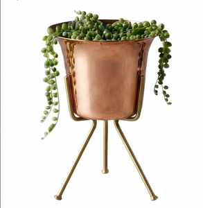Jardinière Métallique Plaquée Cuivre avec Support, Meilleure Vente, Décoration Intérieure pour Jardin et Salon - Product Image 2