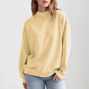 Custom Women <b>Mock</b> <b>Neck</b> Sweatshirt Heavyweight Lined Oversized Pullover Streetwear Winter <b>Top</b> - Product Image 5