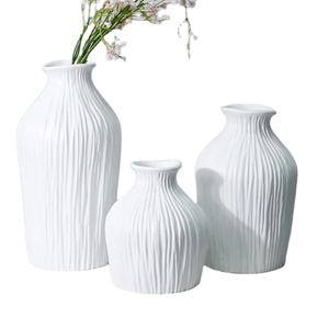 Vase à fleurs contemporain en métal Vase à fleurs enduit de poudre blanche Décoration de table Vase à fleurs en métal pour salon - Product Image 1