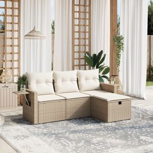 Ensemble de canapés de jardin modulaires de taille moyenne en polyrotin beige et acier, mobilier d'extérieur élégant - Product Image 1