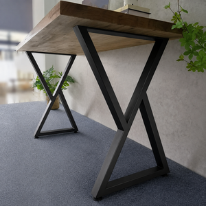 28 Inch Metal Table <b>Legs</b> K Shape Heavy Duty Steel Dining Table <b>Legs</b> Desk <b>Bench</b> Furniture <b>Legs</b> Black 1000lbs Capacity EDPTBL001 - Product Image 1