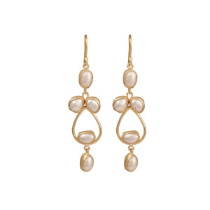 18k <b>Gold</b> Plated Pearl <b>Dangle</b> Drop <b>Earrings</b> Statement Wedding Jewelry Bridal Accessories - Product Image 5