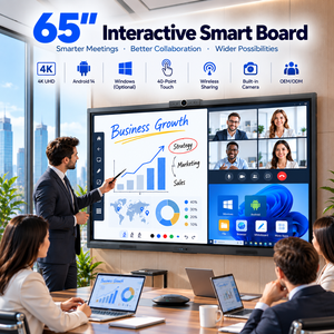 กระดานอัจฉริยะแบบอินเทอร์แอคทีฟขนาด 65 นิ้ว 4K ระบบปฏิบัติการแอนดรอยด์และวินโดวส์แบบคู่  ไวท์บอร์ดแบบสัมผัส  จอแสดงผลเชิงพาณิชย์แบบ OEM ODM  จอแสดงผลเมนู - Product Image 1