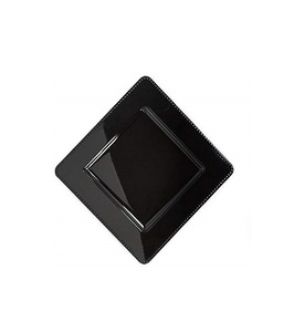 Plaque de chargement en métal noir, taille personnalisée, assiette sous-assiette décorative fantaisie, forme carrée, plateau de service de luxe à bas prix - Product Image 1