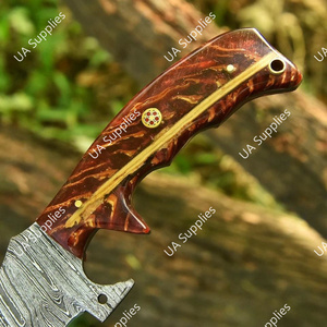 มีดล่าสัตว์อเนกประสงค์แบบดรอปพอยต์ ด้ามพลาสติก ใบมีดเหล็กดามัสกัสตีขึ้นรูปด้วยมือ แบบฟูลแทงค์ ผลิตตามสั่ง (OEM) สำหรับงาน DIY - Product Image 3