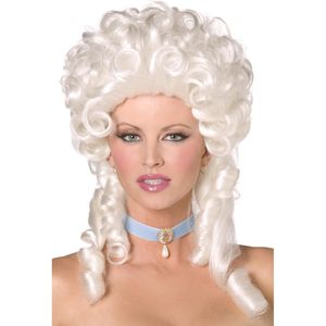 Parrucche Smiffys Baroque Bianche per Adulti, Parrucche Glamour da Donna con Riccioli a Spirale Lunghezza Spalla, per Travestimenti di Halloween con Capelli Veri - Product Image 1