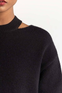 Suéter de Punto con Cuello Redondo, Manga Corta, Color Sólido, Diseño Trenzado, Informal y Moderno para Mujer - Product Image 3