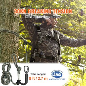 "Hunting Safety 9ft/2.7m <b>Tree</b> <b>Stand</b> Lifeline Rope 30KN Breaking Tension Prusik Knot Hunting Accessories" - Product Image 2