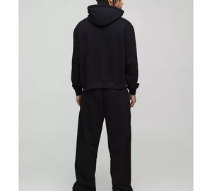 Ensemble de sweat-shirts à capuche noirs pour hommes, vêtements décontractés d'automne, FRENCH TERRY 100% coton, couleur unie, style tricoté - Product Image 6